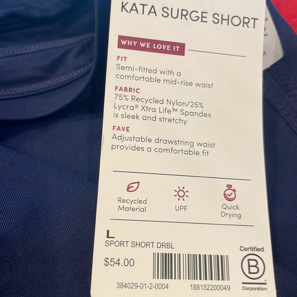 NWT Athleta Kata Surge Short Large. Dress Blue - Picture 5 of 5